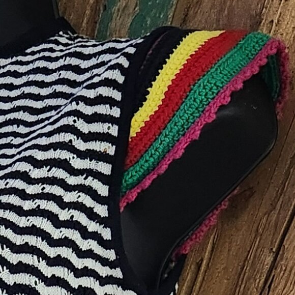 Zara striped knitted/chrochet ruffle sleeve  cotton top/blouse/sweater Sz S - Picture 6 of 8